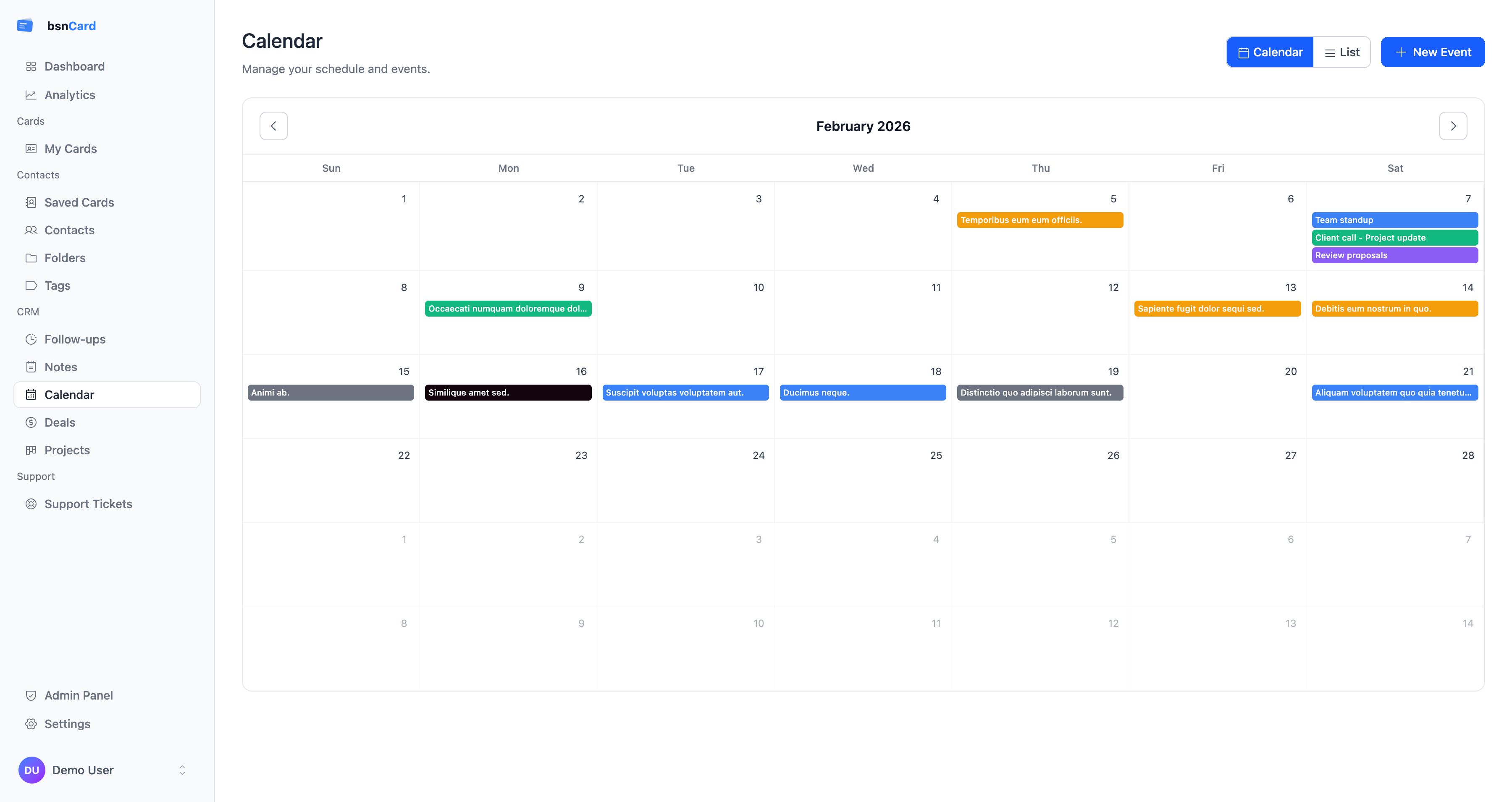Calendar & Events
